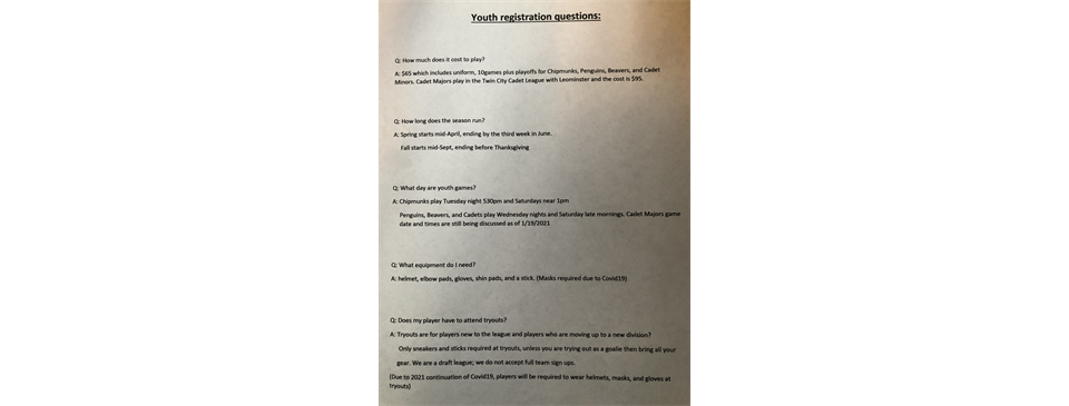 Registration Questions Page One