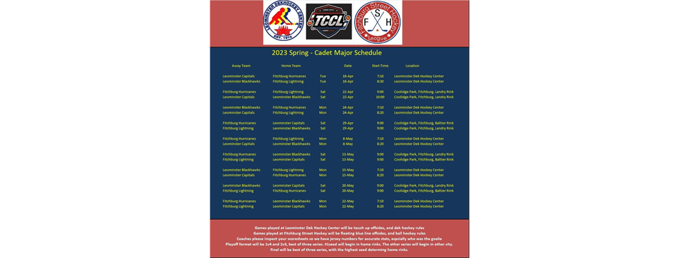 2023 TCCL Schedule